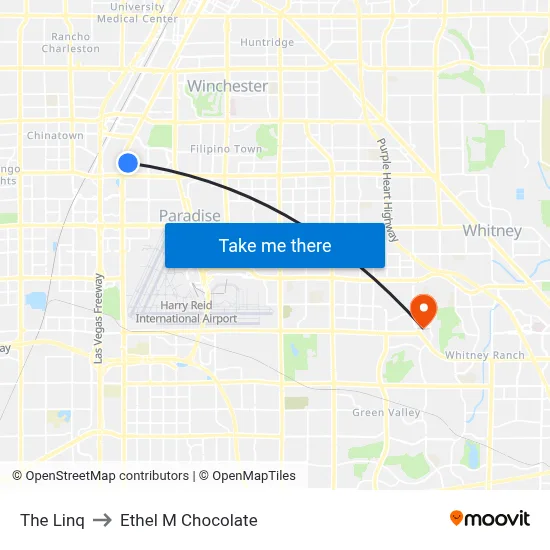 The Linq Hotel & Casino to Ethel M Chocolate map