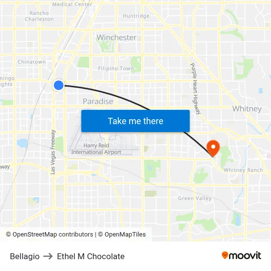 Bellagio to Ethel M Chocolate map