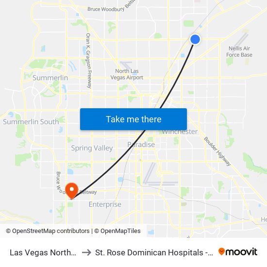 Las Vegas North (E Craig Rd) to St. Rose Dominican Hospitals - San Martin Campus map