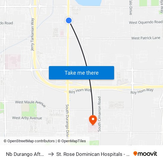 Nb Durango After Oquendo to St. Rose Dominican Hospitals - San Martin Campus map