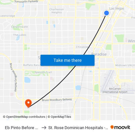 Eb Pinto Before Martin L King to St. Rose Dominican Hospitals - San Martin Campus map