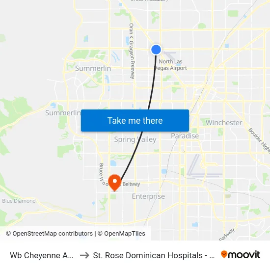 Wb Cheyenne After Rancho to St. Rose Dominican Hospitals - San Martin Campus map