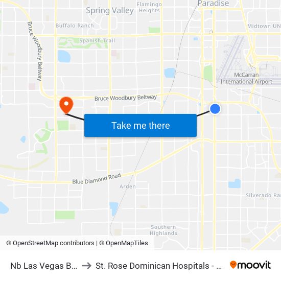 Nb Las Vegas Before Arby to St. Rose Dominican Hospitals - San Martin Campus map