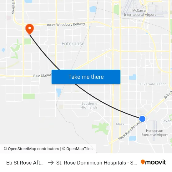 Eb St Rose After Raiders to St. Rose Dominican Hospitals - San Martin Campus map
