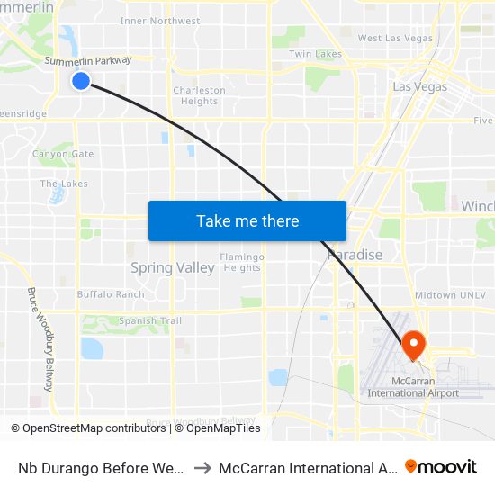 Nb Durango Before Westcliff to McCarran International Airport map