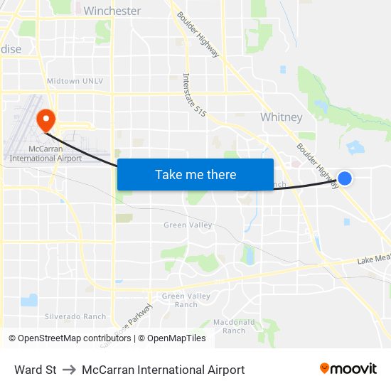 Ward St to McCarran International Airport map