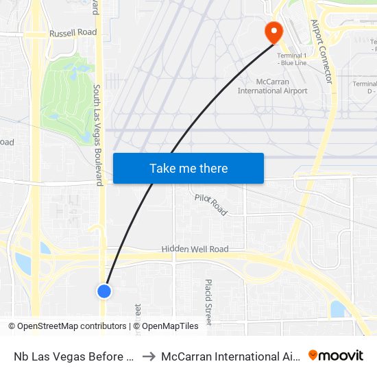 Nb Las Vegas Before Arby to McCarran International Airport map