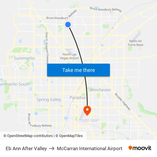 Eb Ann After Valley to McCarran International Airport map