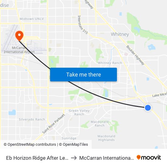 Eb Horizon Ridge After Lemongold to McCarran International Airport map