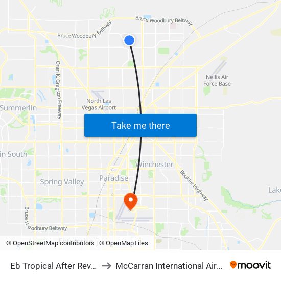 Eb Tropical After Revere to McCarran International Airport map