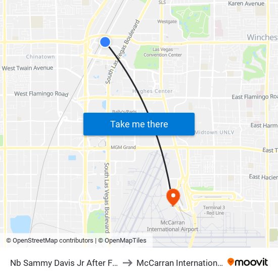 Nb Sammy Davis Jr After Fash Shw Dr to McCarran International Airport map