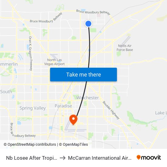 Nb Losee After Tropical to McCarran International Airport map