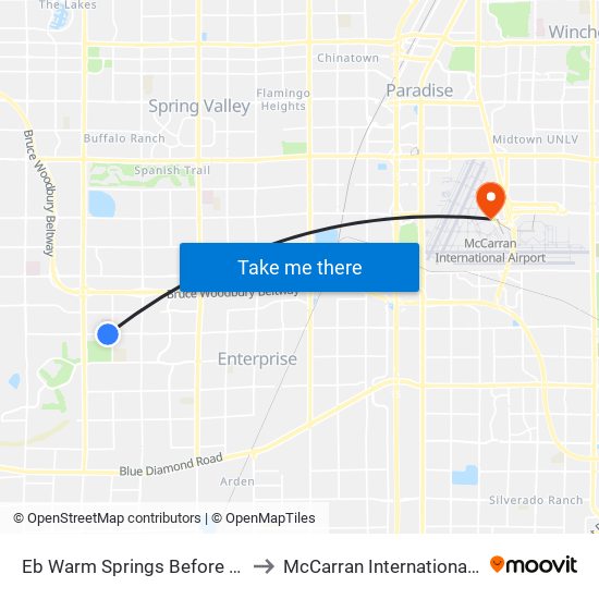 Eb Warm Springs Before Cimarron to McCarran International Airport map