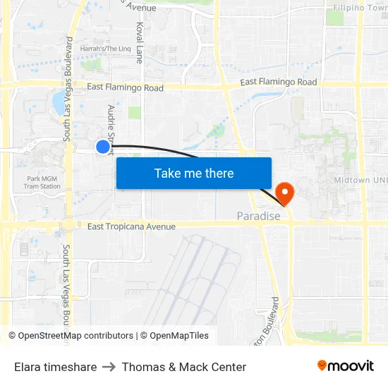 Elara timeshare to Thomas & Mack Center map