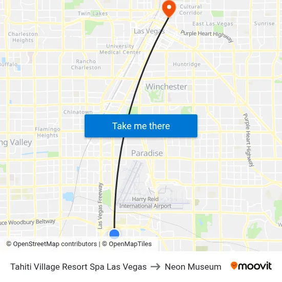 Tahiti Village Resort Spa Las Vegas to Neon Museum map