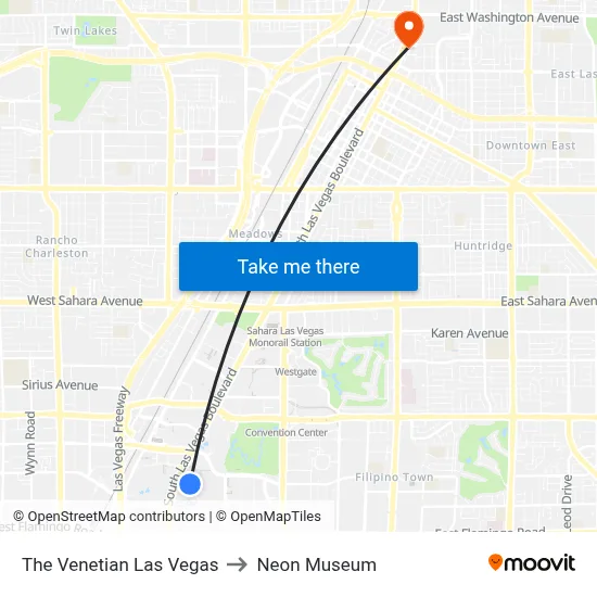 The Venetian Las Vegas to Neon Museum map