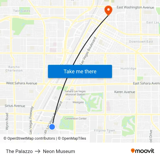 The Palazzo to Neon Museum map
