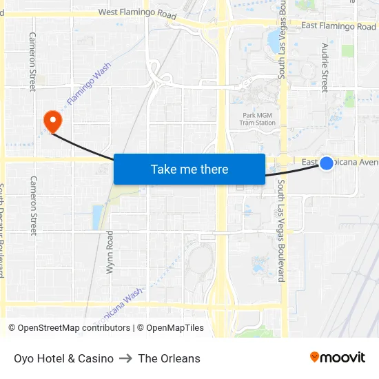 Oyo Hotel & Casino to The Orleans map