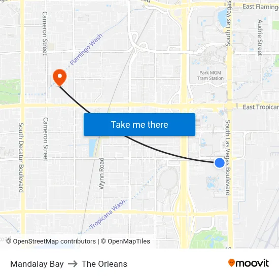 Mandalay Bay to The Orleans map