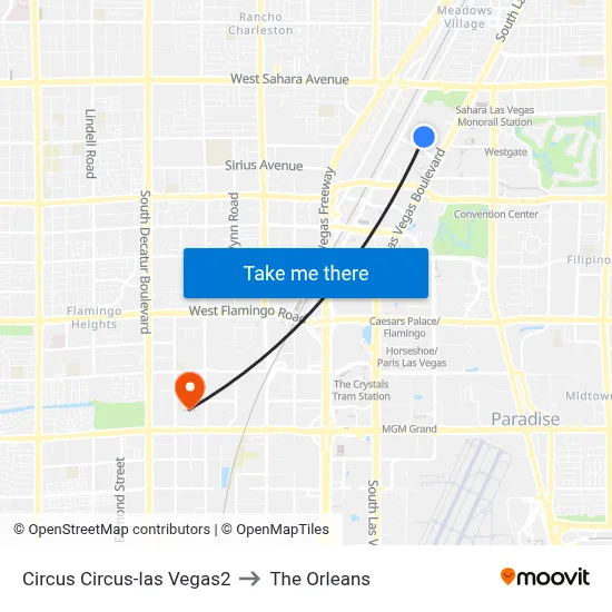 Circus Circus-las Vegas2 to The Orleans map