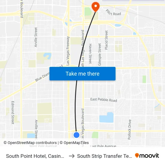 South Point Hotel, Casino & Spa to South Strip Transfer Terminal map