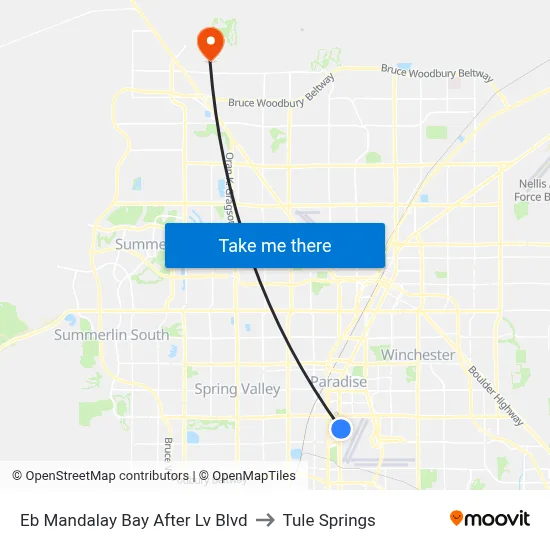 Eb Mandalay Bay After Lv Blvd to Tule Springs map