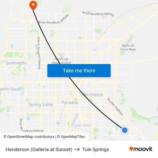 Henderson (Galleria at Sunset) to Tule Springs map