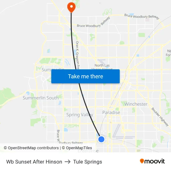 Wb Sunset After Hinson to Tule Springs map