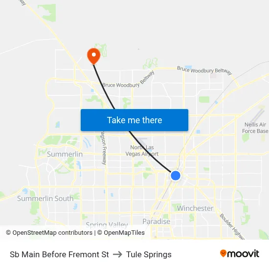 Sb Main Before Fremont St to Tule Springs map