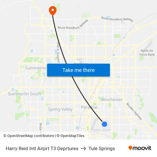 Harry Reid Intl Airprt T3 Deprtures to Tule Springs map