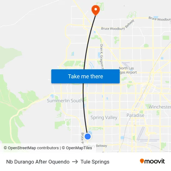 Nb Durango After Oquendo to Tule Springs map