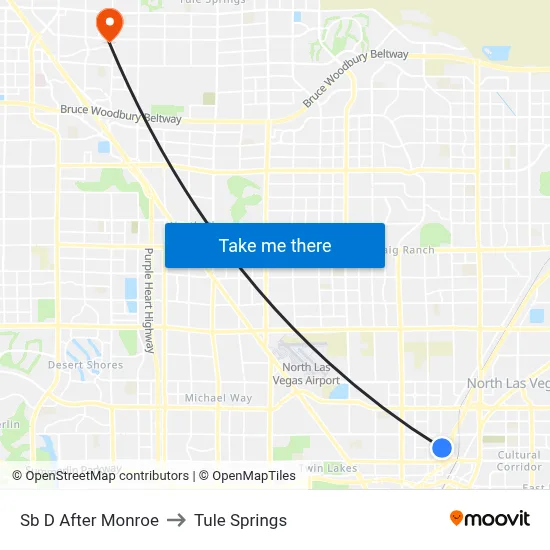 Sb D After Monroe to Tule Springs map