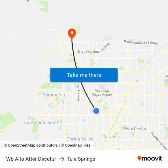 Wb Alta After Decatur to Tule Springs map