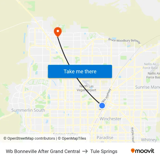 Wb Bonneville After Grand Central to Tule Springs map