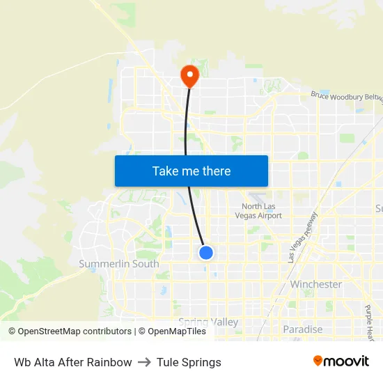 Wb Alta After Rainbow to Tule Springs map
