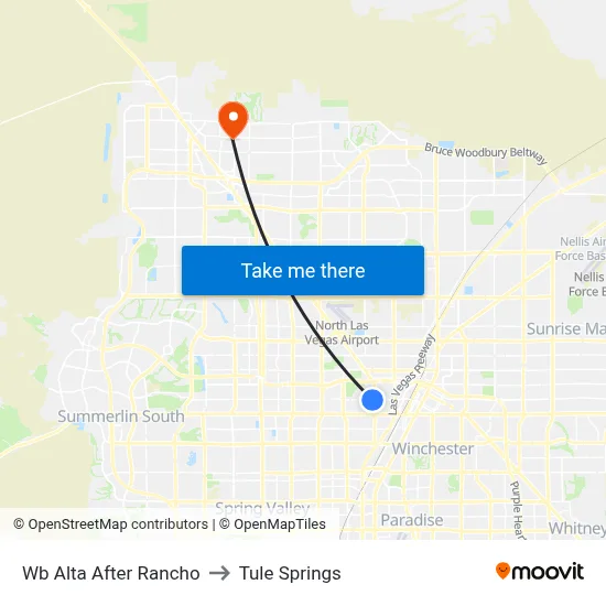 Wb Alta After Rancho to Tule Springs map