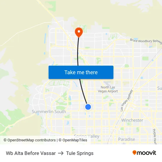 Wb Alta Before Vassar to Tule Springs map