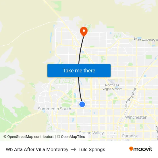 Wb Alta After Villa Monterrey to Tule Springs map