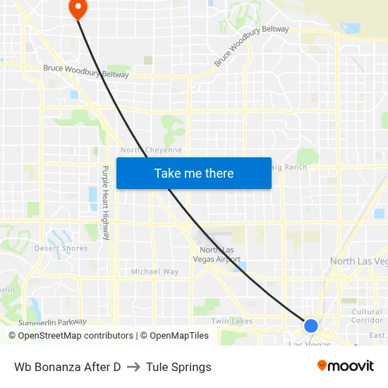 Wb Bonanza After D to Tule Springs map