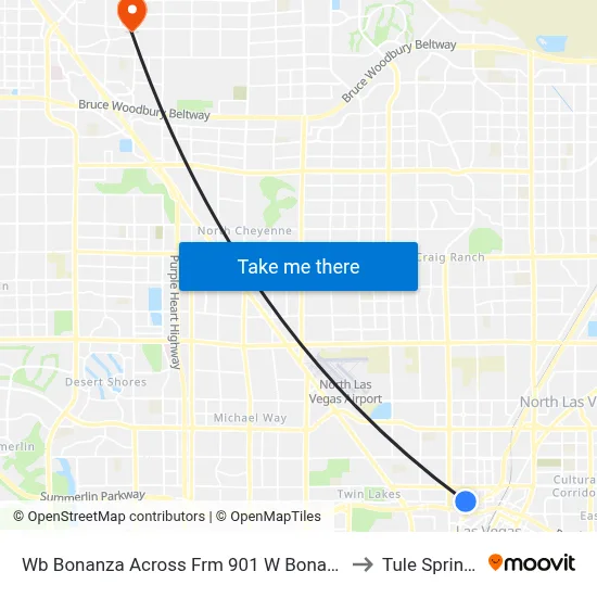 Wb Bonanza Across Frm 901 W Bonanza to Tule Springs map