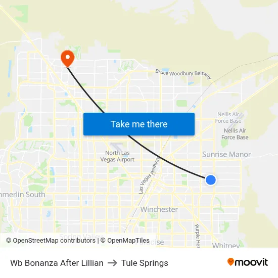 Wb Bonanza After Lillian to Tule Springs map