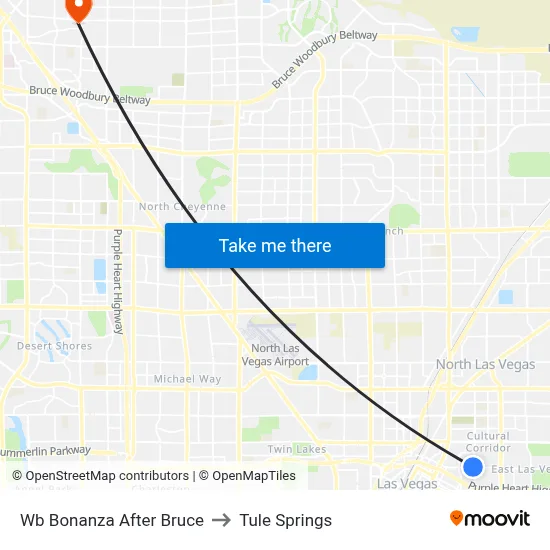 Wb Bonanza After Bruce to Tule Springs map