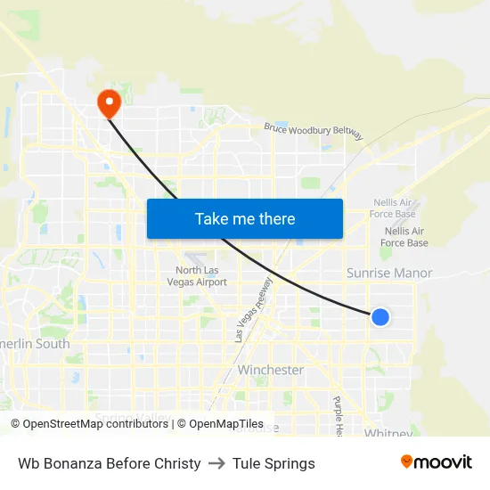 Wb Bonanza Before Christy to Tule Springs map