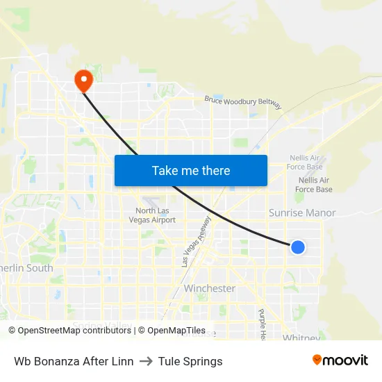Wb Bonanza After Linn to Tule Springs map