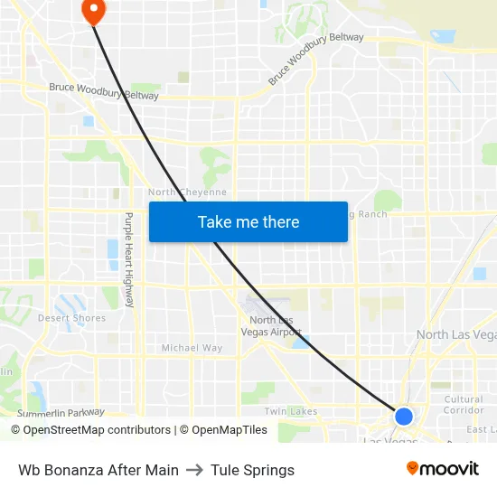 Wb Bonanza After Main to Tule Springs map