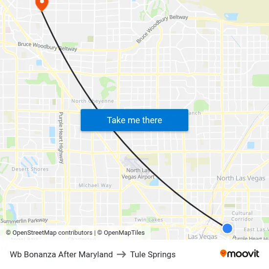 Wb Bonanza After Maryland to Tule Springs map