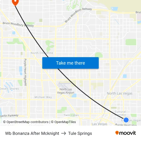 Wb Bonanza After Mcknight to Tule Springs map
