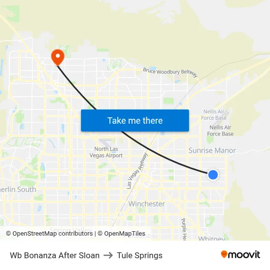 Wb Bonanza After Sloan to Tule Springs map