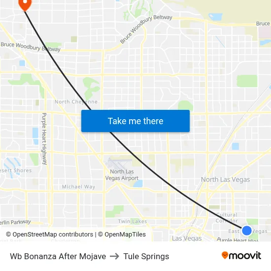 Wb Bonanza After Mojave to Tule Springs map