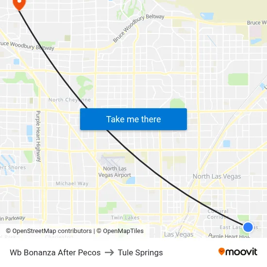 Wb Bonanza After Pecos to Tule Springs map